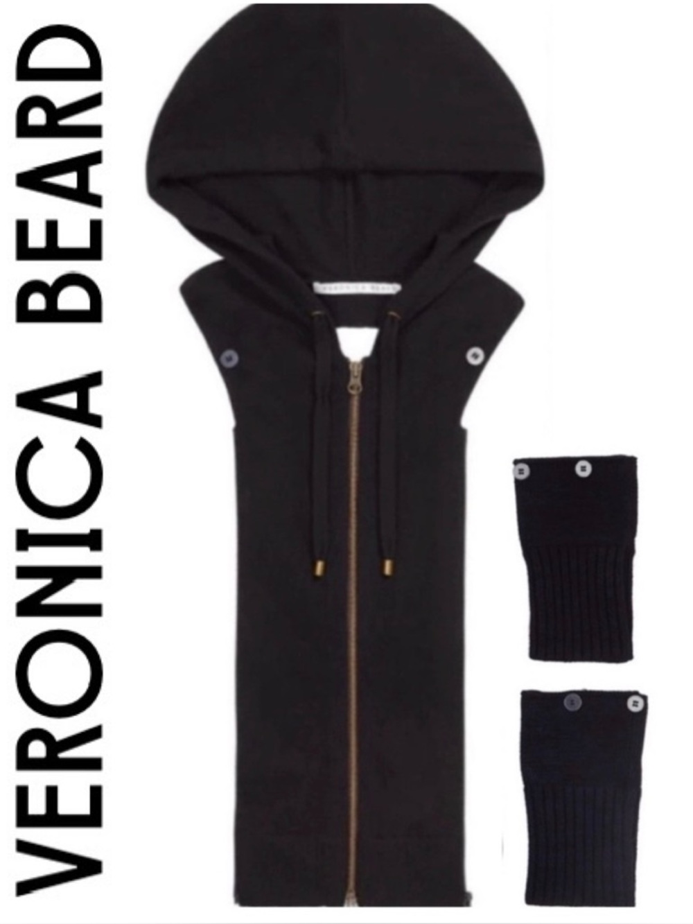 Veronica Beard Cashmere Hoodie Dickie with Cuffs